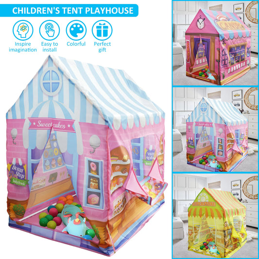 Kids Playhouse Polyester Large Size Playhouse Tent Colorful Cute Foldable Castle Play Tent for Boys Girls Indoor Outdoor Game