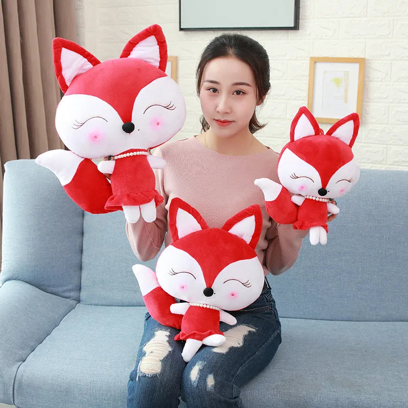 Cute fox stuffed plush toy girl lovely little fox doll super soft fox pillow baby sleeping birthday gift 2 color