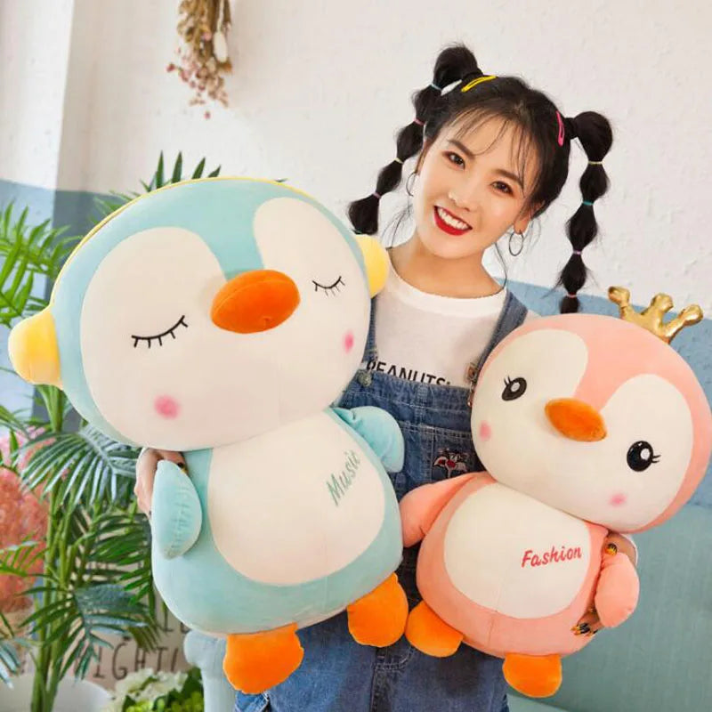 Creative Stuffed Animal Disguise Penguin Plush Toy Doll Headphone Crown Penguin Doll Cute Couple Doll Girl Children Holiday Gift