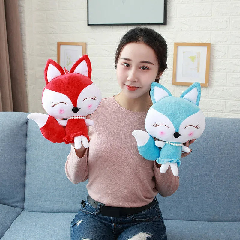 Cute fox stuffed plush toy girl lovely little fox doll super soft fox pillow baby sleeping birthday gift 2 color