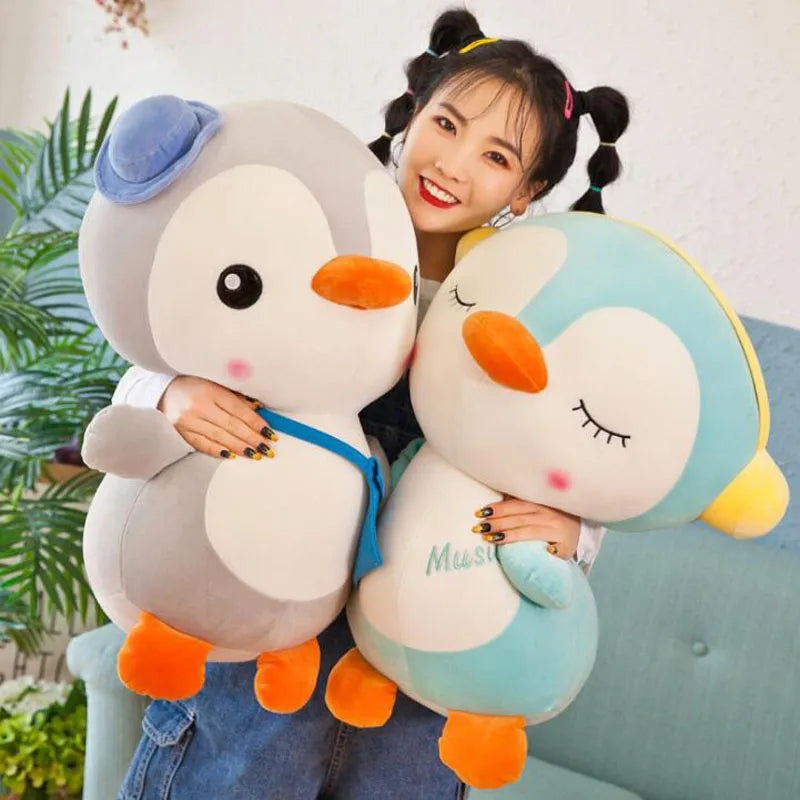 Creative Stuffed Animal Disguise Penguin Plush Toy Doll Headphone Crown Penguin Doll Cute Couple Doll Girl Children Holiday Gift