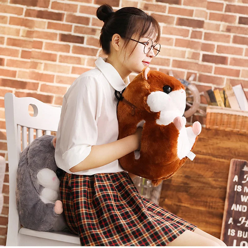 40cm 3 In 1 Plush Hamster Hand Warmer Stuffed Mouse Hamster with Blanket Plush Toys Soft Kids Dolls for Girl Birthday Xmas Gift