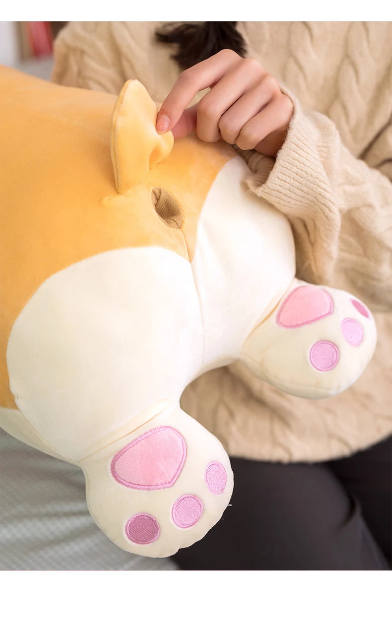 Nice 1pc 40cm-80cm Lying Corgi Dog Plush Toys Stuffed Cute Puppy Animal Doll Soft Long Sleep Pillow Cushion Kids Girls Gift