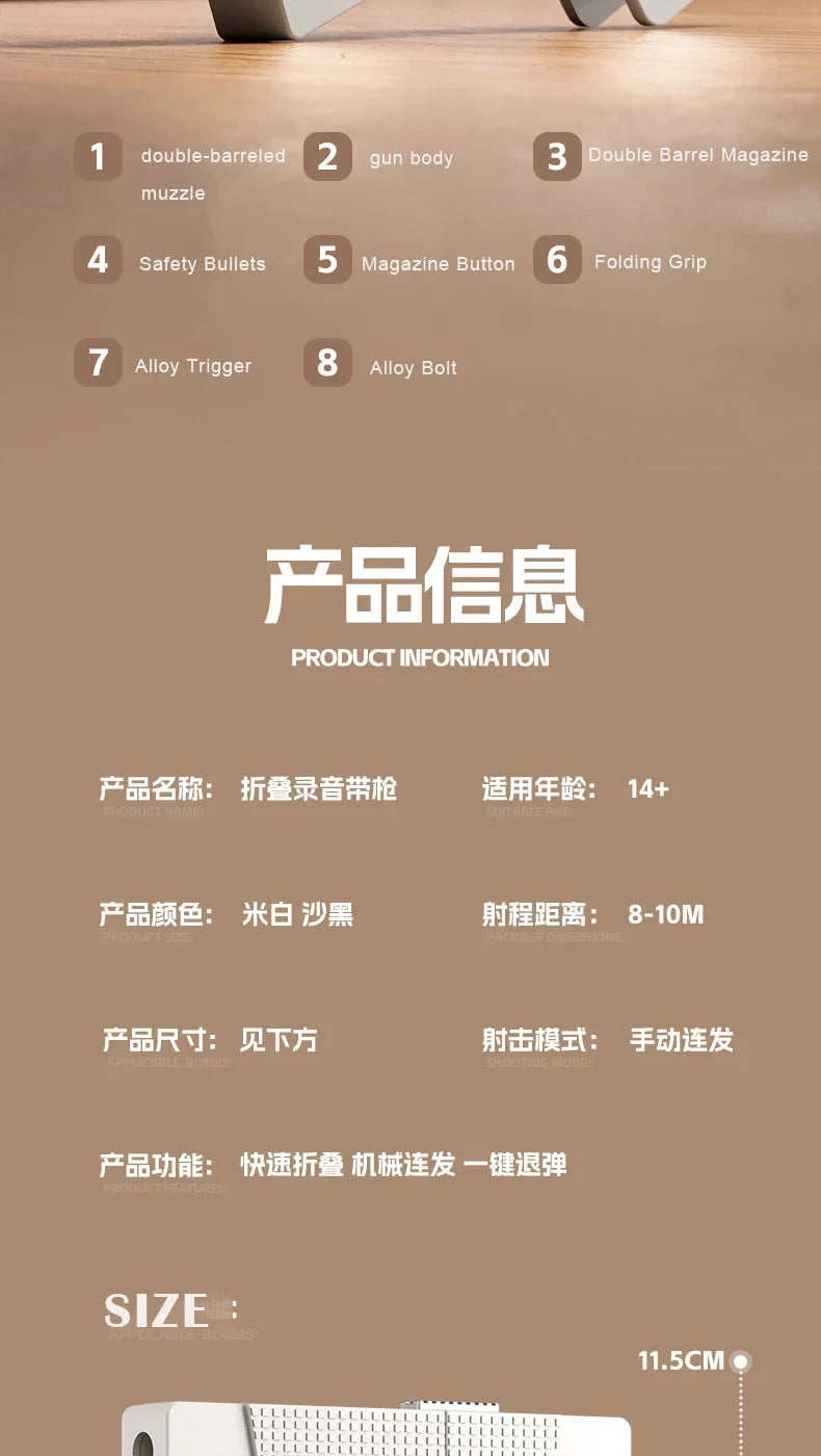 2023 Tapes Folding Gun Creative Deformation Folding Toy Gun Play Cool Automatic Pop Up Soft bullet launcher Gift for Kids Adult