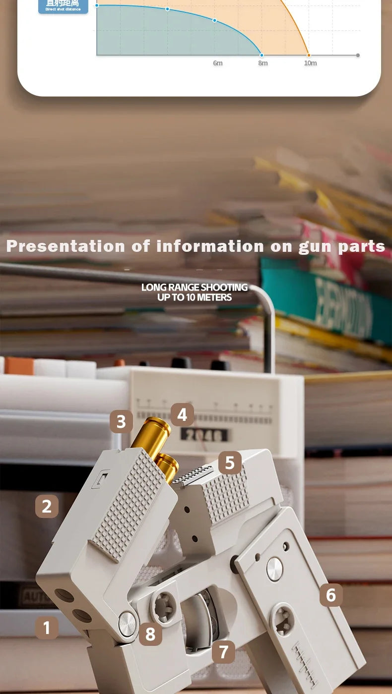 2023 Tapes Folding Gun Creative Deformation Folding Toy Gun Play Cool Automatic Pop Up Soft bullet launcher Gift for Kids Adult