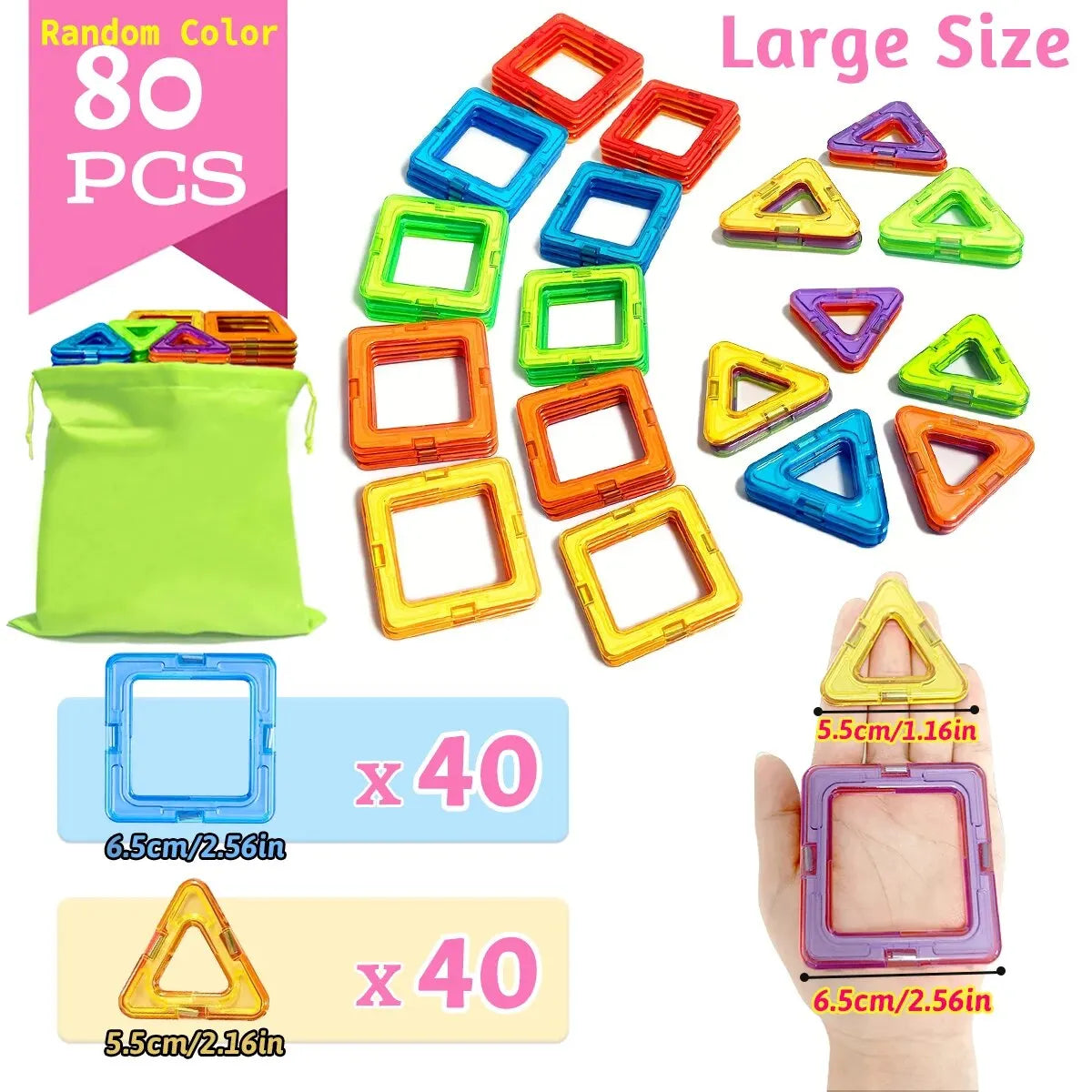 Magnetic Magnetic Toys for Boys Girls Magnetic Blocks Building Set for Toddlers Educational Toys Kids DIY Montessori Gifts