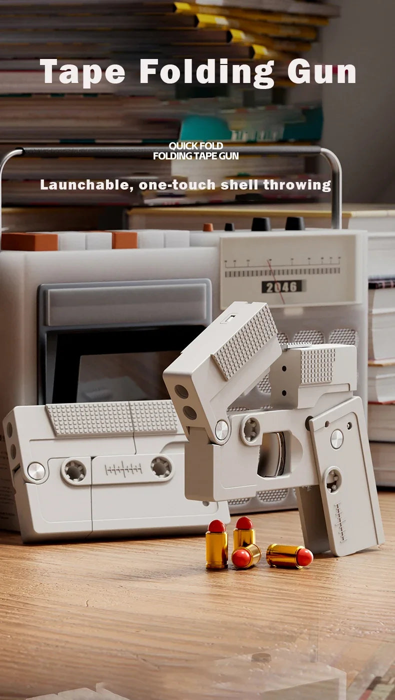 2023 Tapes Folding Gun Creative Deformation Folding Toy Gun Play Cool Automatic Pop Up Soft bullet launcher Gift for Kids Adult