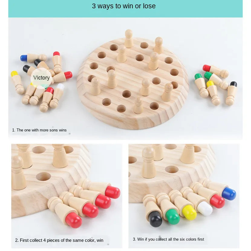 Wooden Memory Match Stick Chess Color Game Board Puzzles Montessori Educational Toy Cognitive Ability Learning Toys For Children